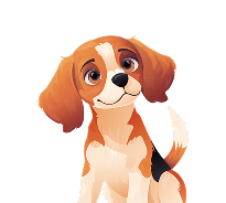 Smiling puppy illustration with bright background
