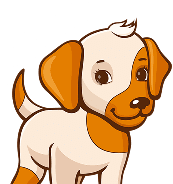 Cartoon puppy with orange spots
