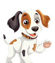 Smiling animated puppy with spots