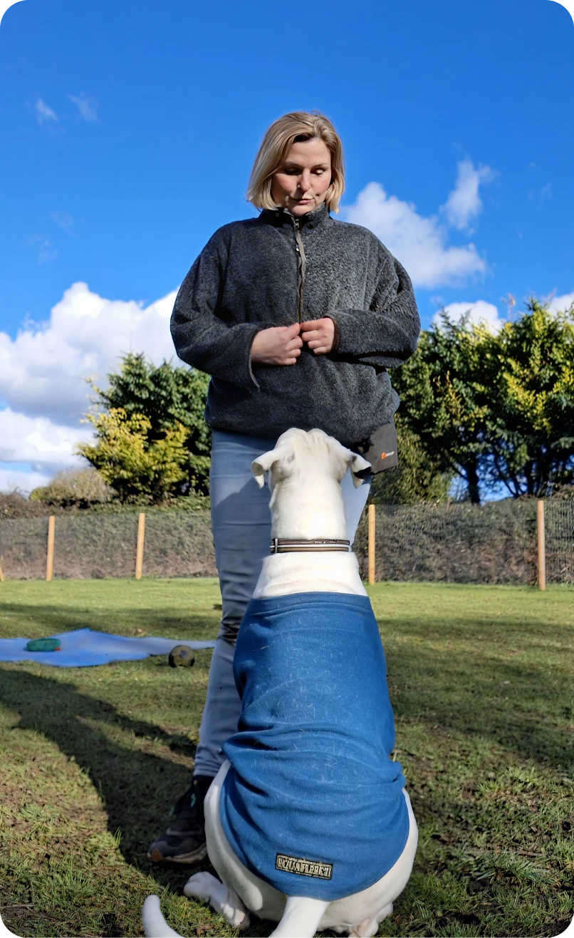 Outdoor dog training session with woman